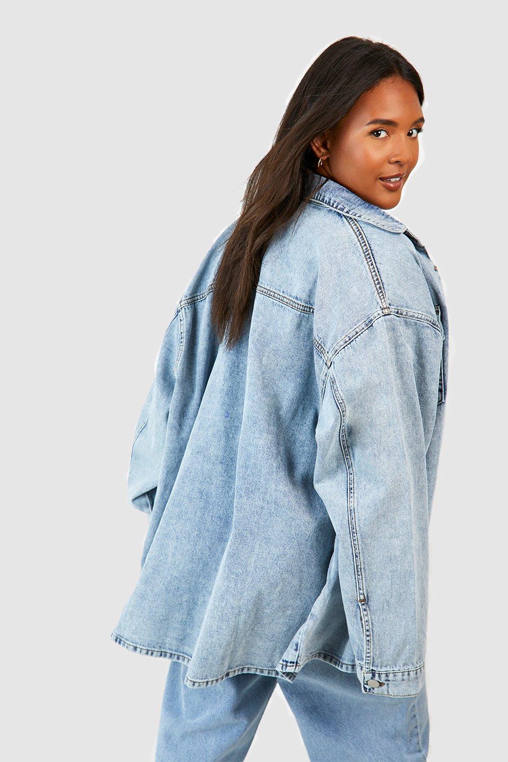 Acid wash denim shirt womens best sale